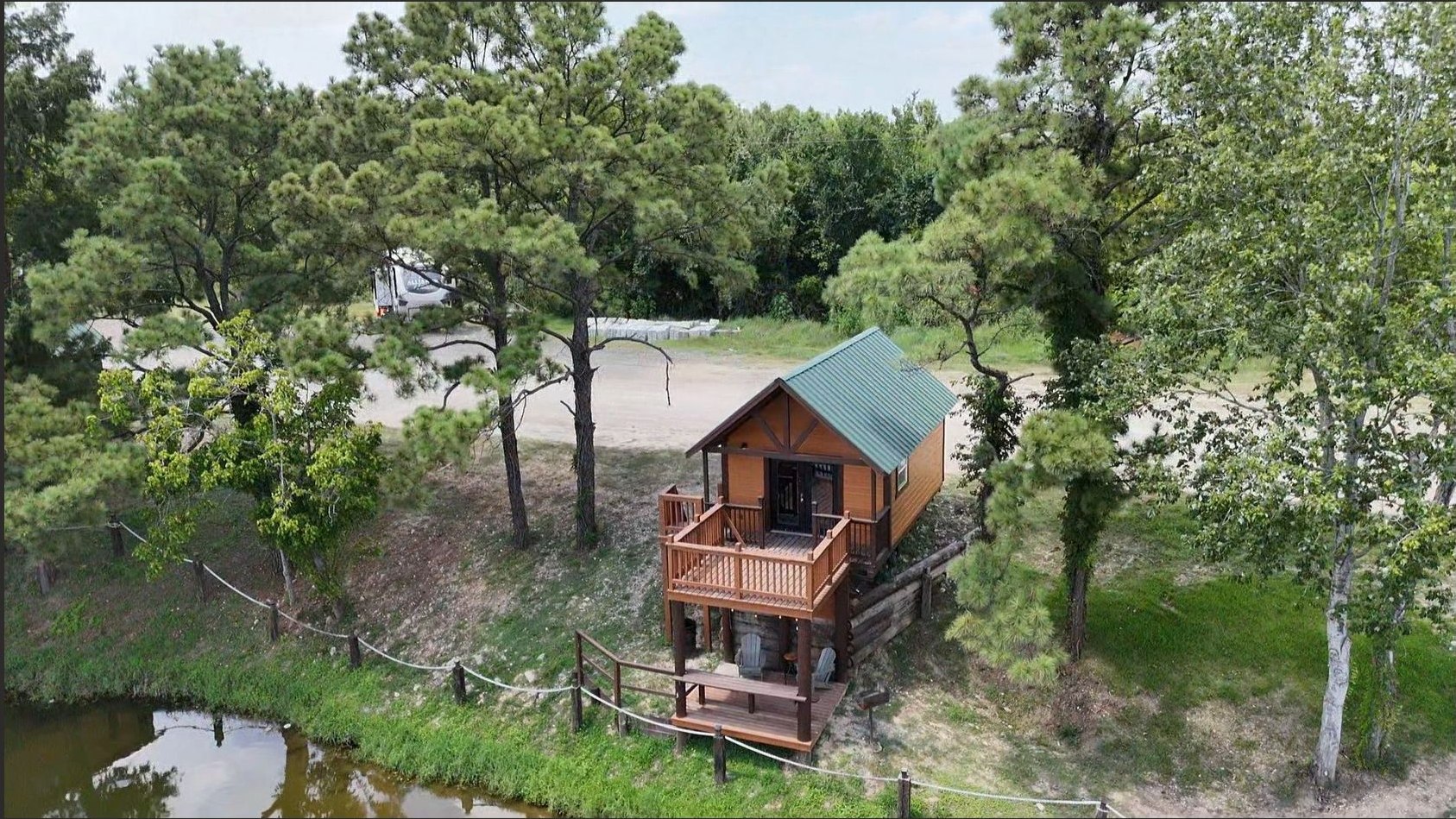 Lakeside cabin at Xtreme Off Road Park in Crosby, Texas